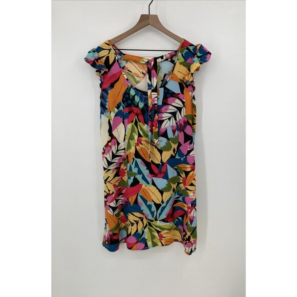 Emery Rose Tropical Leaf Dress Women Large Colorful Vacation Resort Wear Cruise - Picture 2 of 7